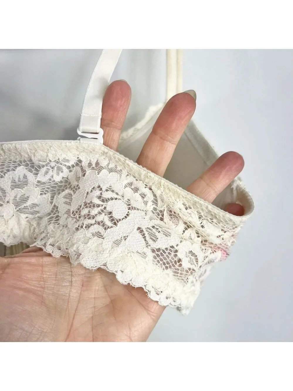 La Senza So Free full coverage cream lace front closure underwire bra 32 D - Picture 10 of 12